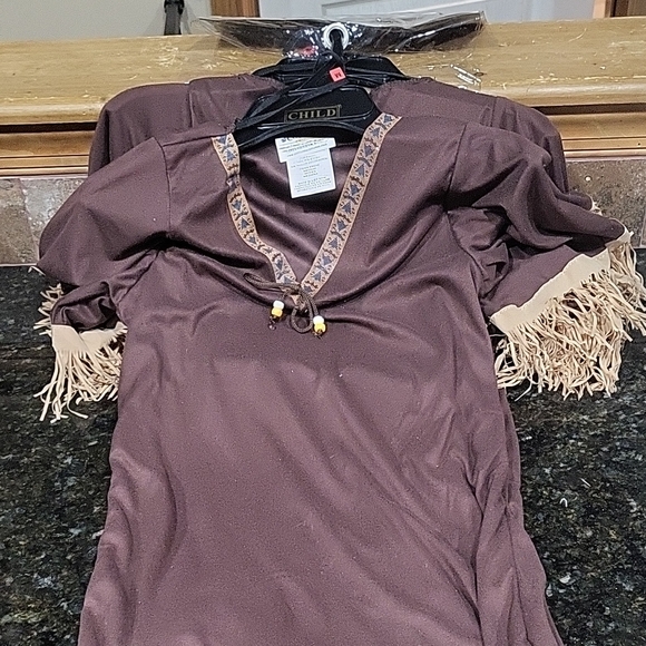 Native American Indian Style Brown Costume for Kids Size Medium - Picture 4 of 11